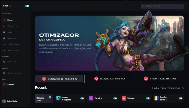 Informativo visual sobre o ExitLag e a parceria gamer da Entornet