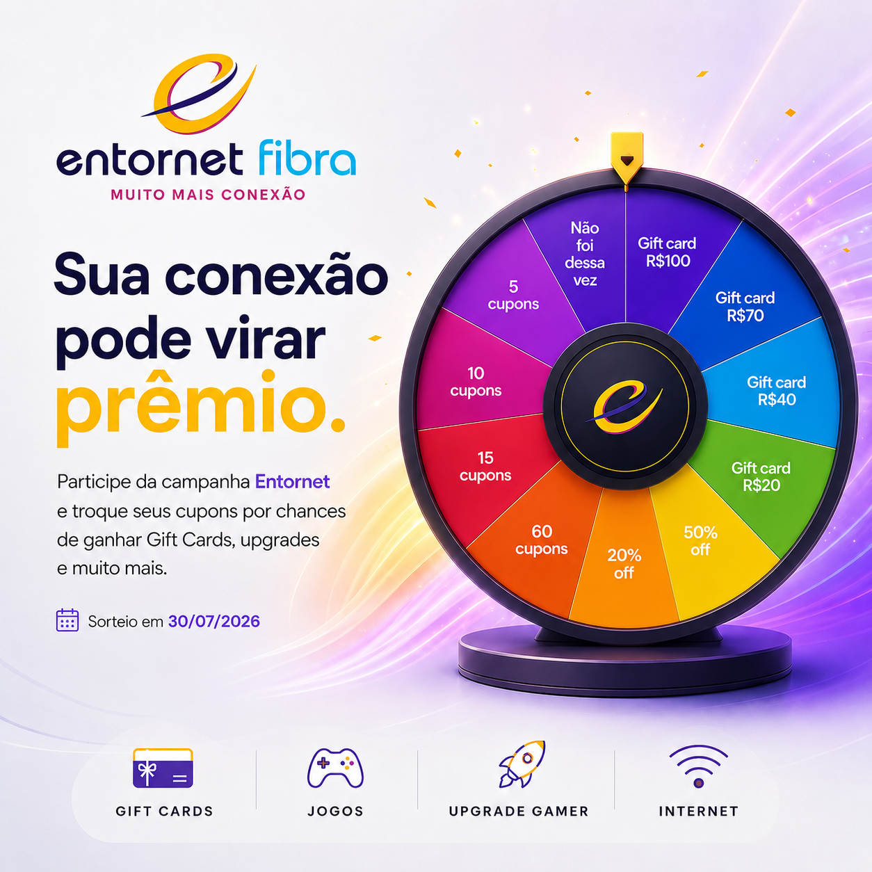 Campanha de roleta e sorteio gamer da Entornet